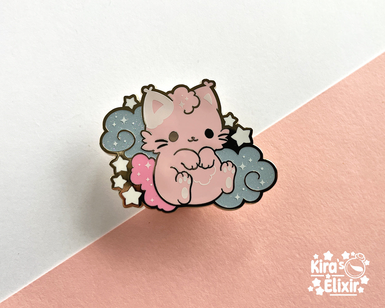 Cotton Candy Kitty - hard enamel pin