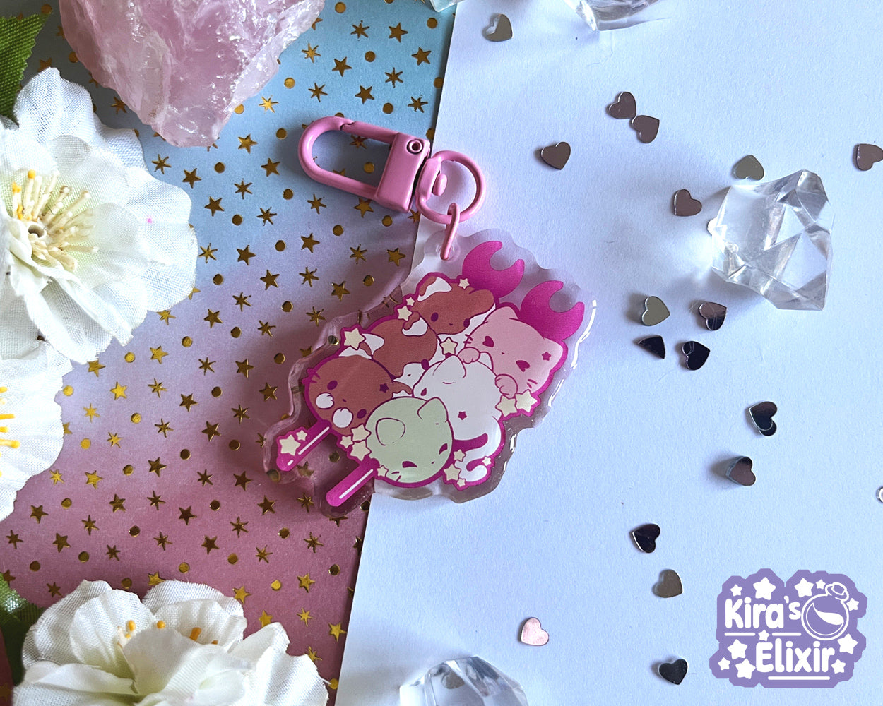 Dango Kitties - acrylic keychain