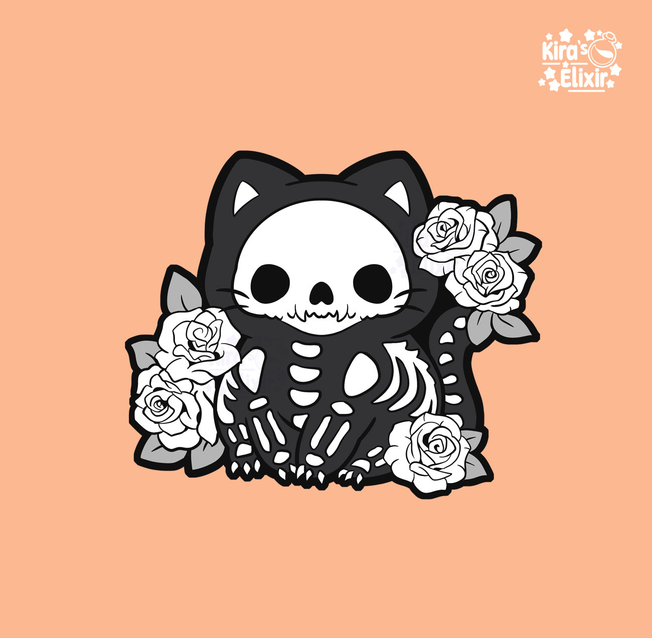 Skeleton Kitty - hard enamel pin