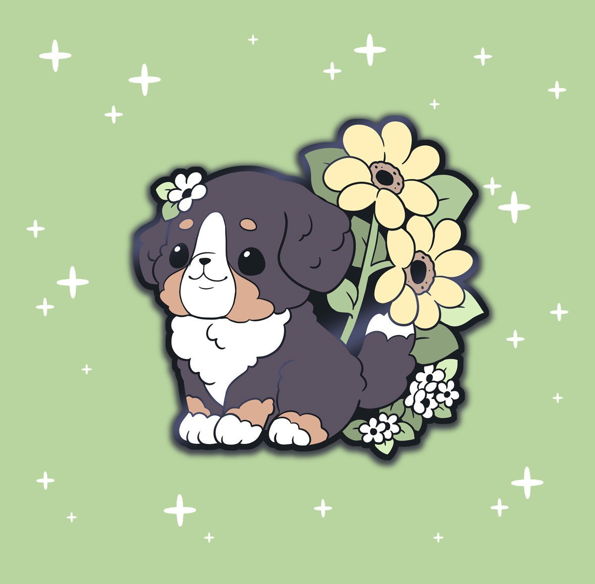 Sunflower Mountain Dog - hard enamel pin