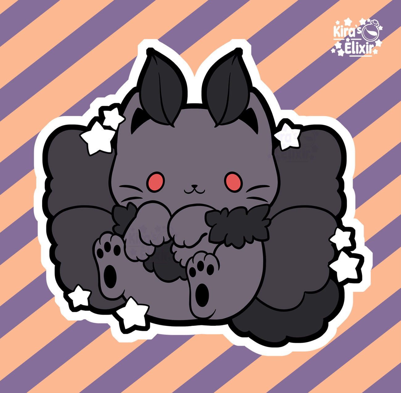Fluffy Moth Kitty - vinyl sticker