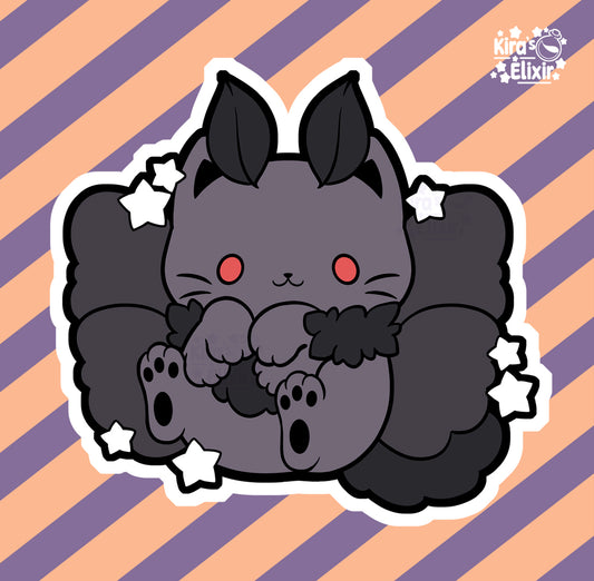 Fluffy Moth Kitty - vinyl sticker