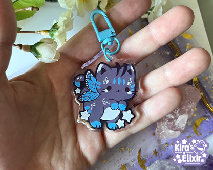 Blue Morpho Kitty - acrylic keychain