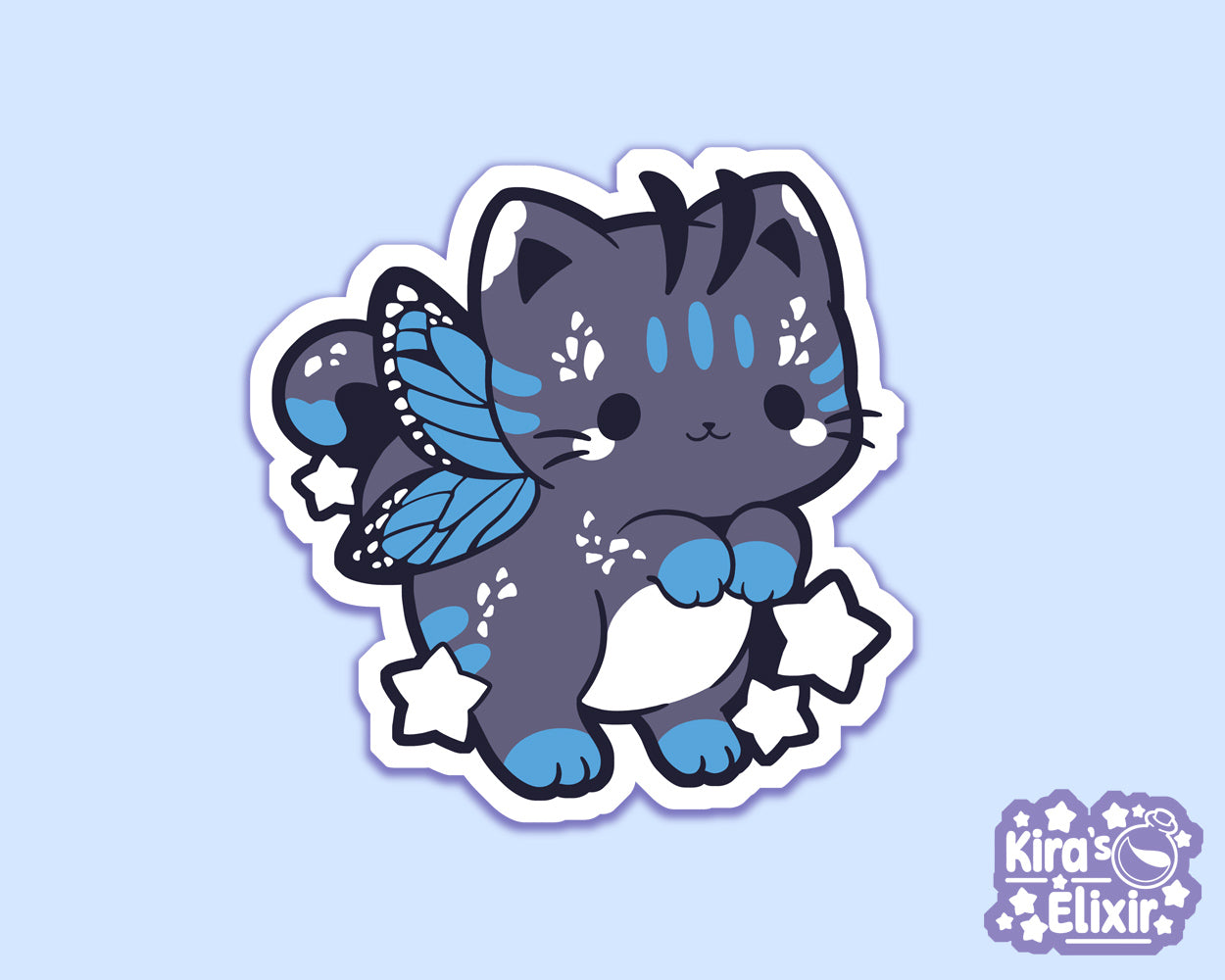 Blue Morpho Kitty - vinyl sticker