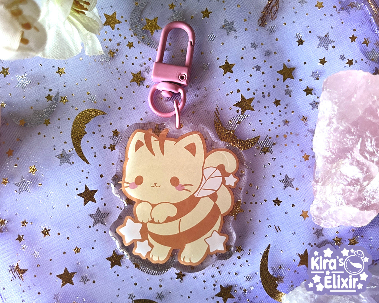 Bumblebee Kitty - acrylic keychain