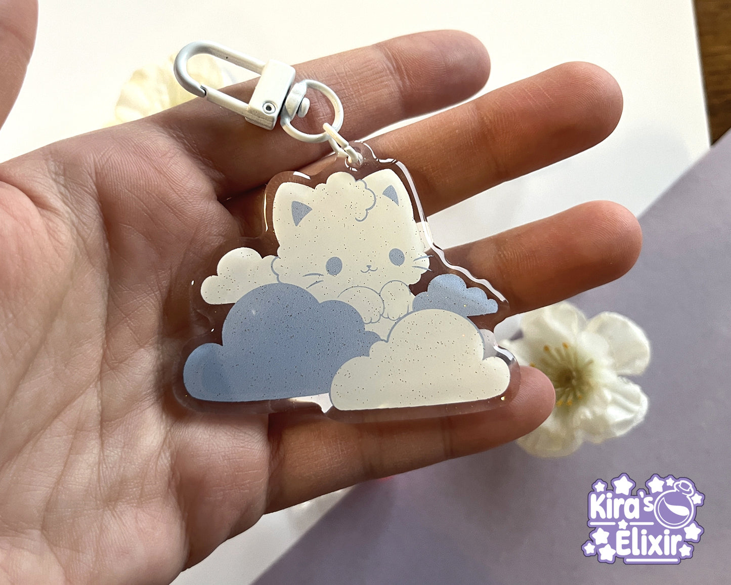 Cloud Kitty - acrylic keychain