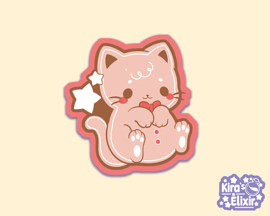 Gingerbread Kitty - vinyl sticker