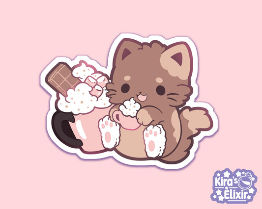 Hot Choco Kitty - vinyl sticker