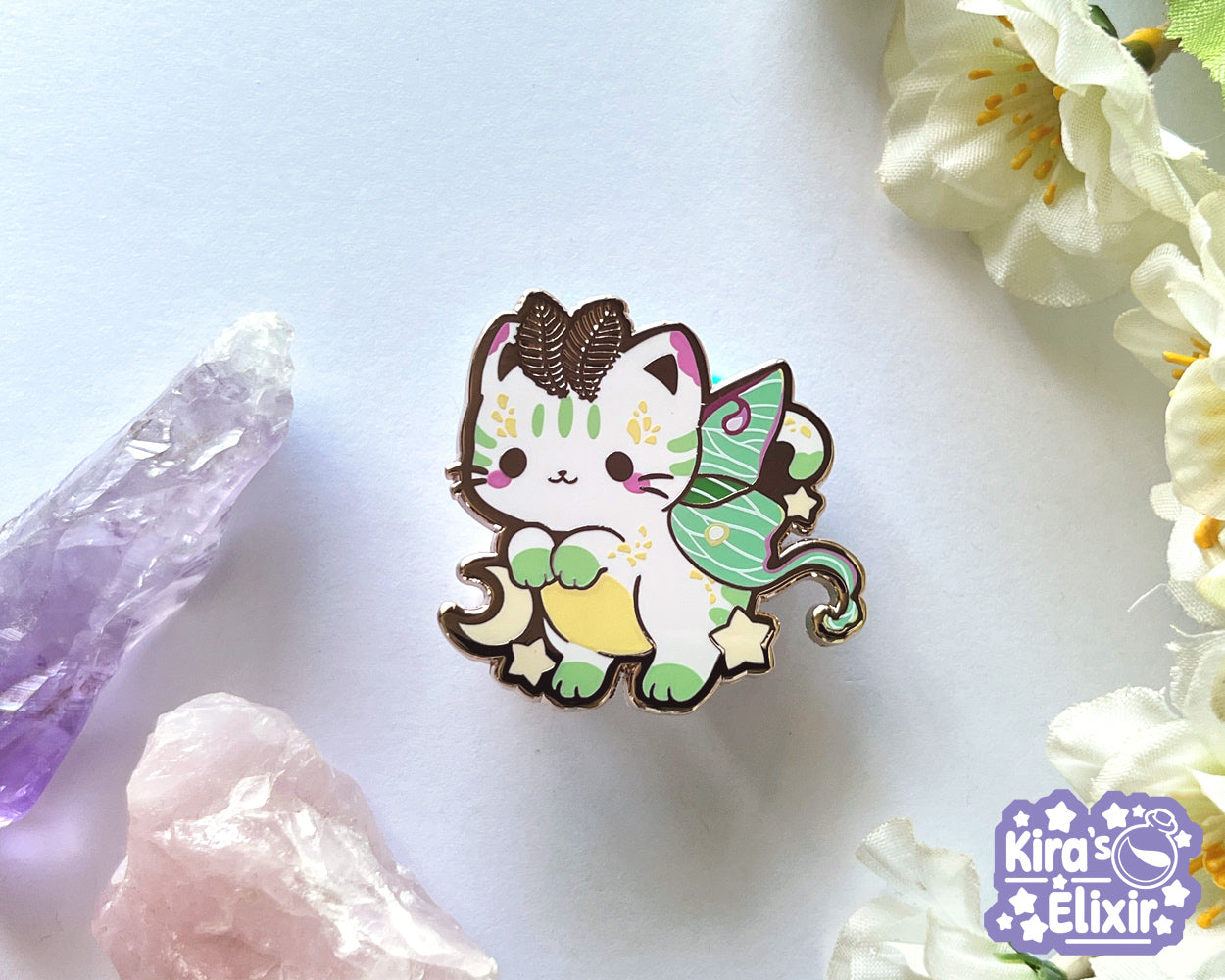 Lunar Moth Kitty - hard enamel pin