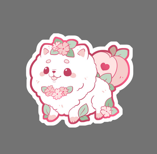 Peachy Pomeranian - vinyl sticker