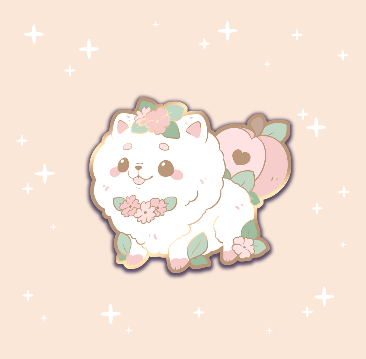 Peachy Pomeranian - hard enamel pin