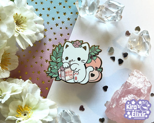 Peach Juice Kitty - hard enamel pin