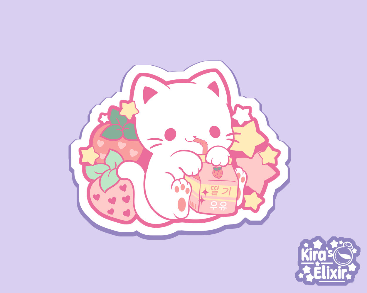 Strawberry Milk Kitty - vinyl sticker