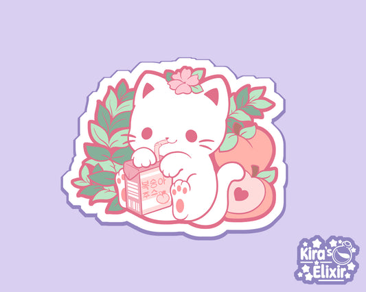 Peach Juice Kitty - vinyl sticker