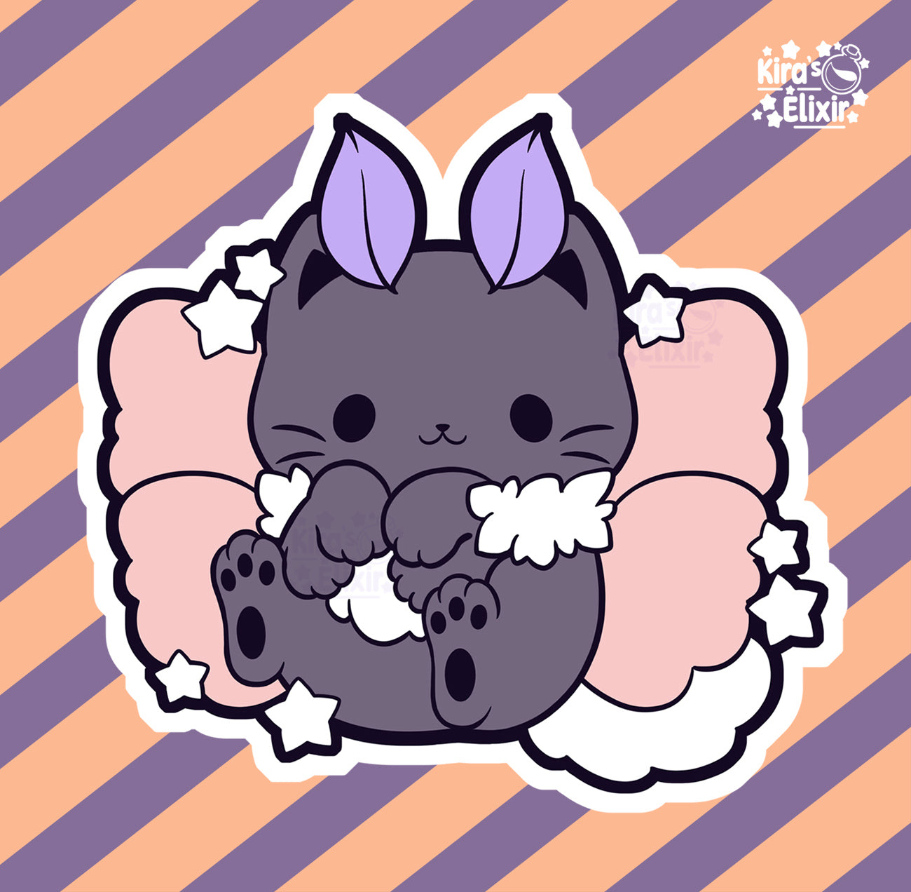 Fluffy Moth Kitty - vinyl sticker