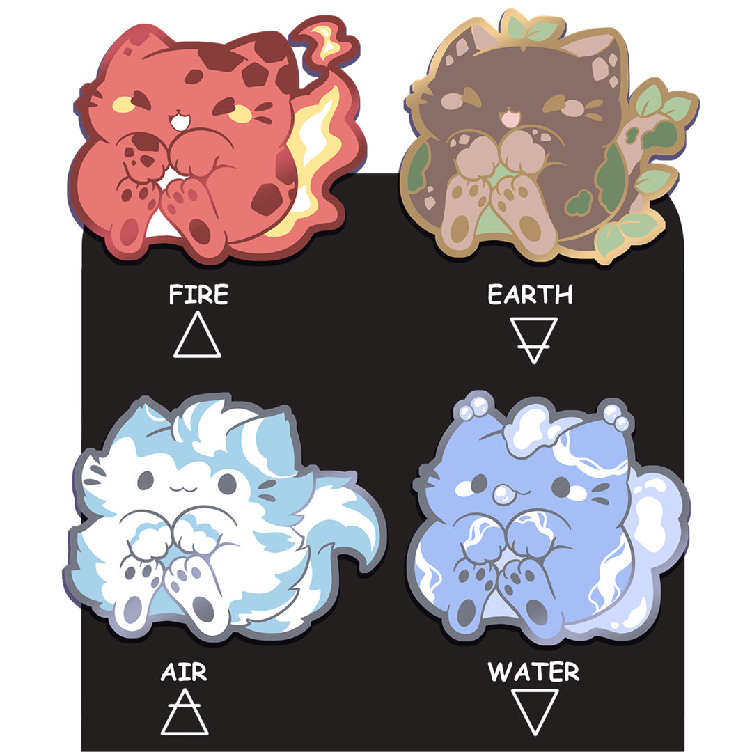 PREORDER: Astrology Kitty Trove Element Enamel Pins