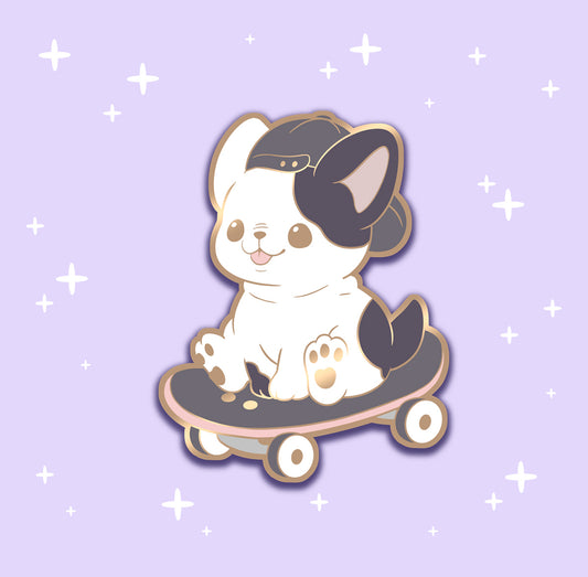 Skater Bulldog - hard enamel pin