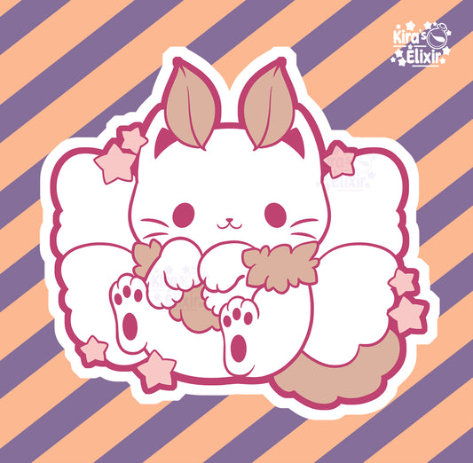 Fluffy Moth Kitty - vinyl sticker