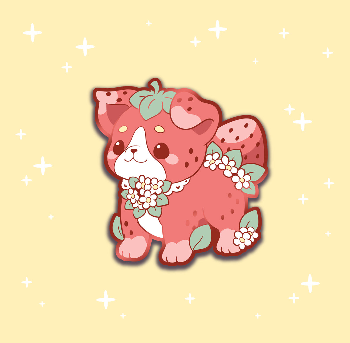 Strawberry Pitbull - hard enamel pin