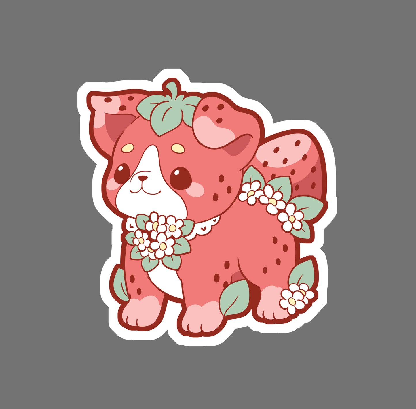 Strawberry Pitbull - vinyl sticker